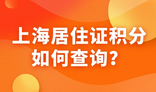 上海积分怎么查询多少分？